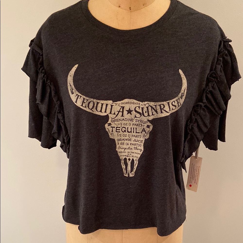 Tequila sunrise one of a kind upcycled designer T-shirt
